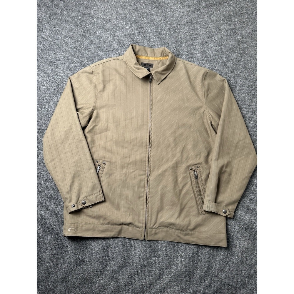 Mens‎ Zip Jacket Oakley Tan Pinstripe Lightweight, Size XL